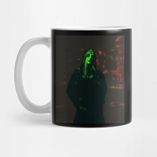 Very cool looking guy. Dark, but so cool. Moon on forehead. Green and orange. Mug